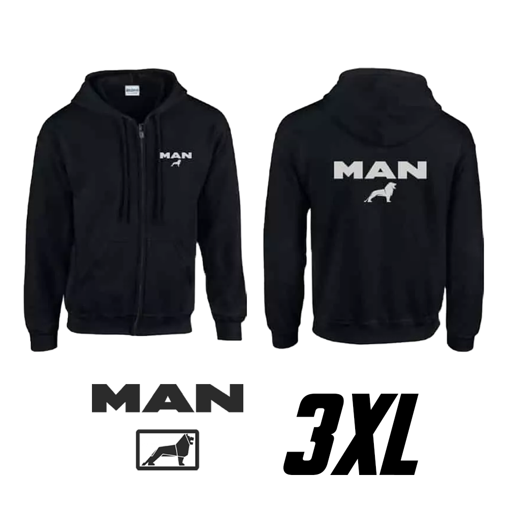 Black MAN Logo Zip-Up Hoodie