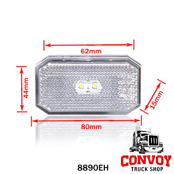 Rectangular LED Side Marker Lamp 2LED 12/24V