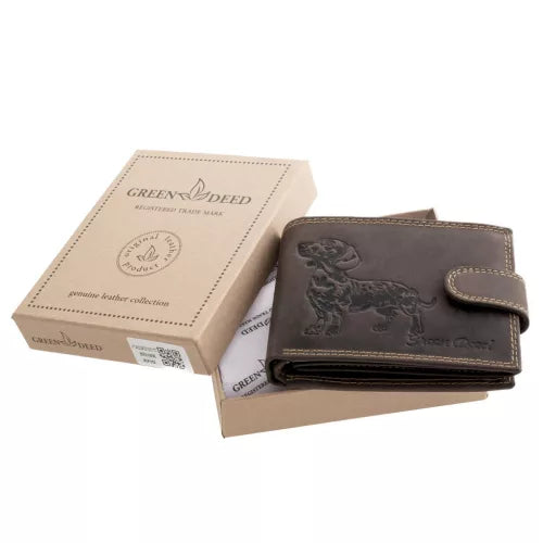 Leather Wallet with Hunting Motif – Rustic Brown