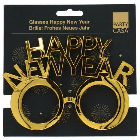 Lunettes festives dorées "Happy New Year" pour le réveillon