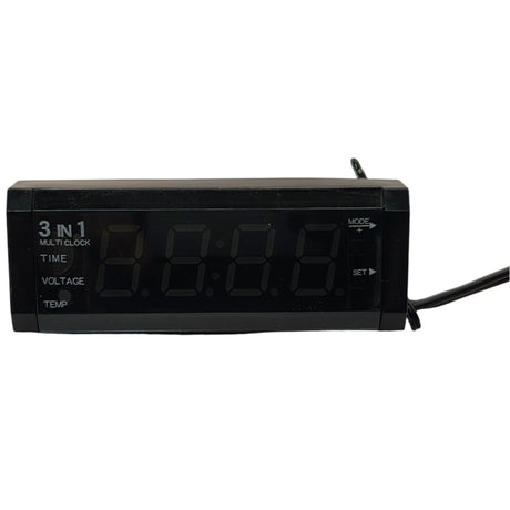 3-in-1 Car Clock with Voltmeter and Thermometer