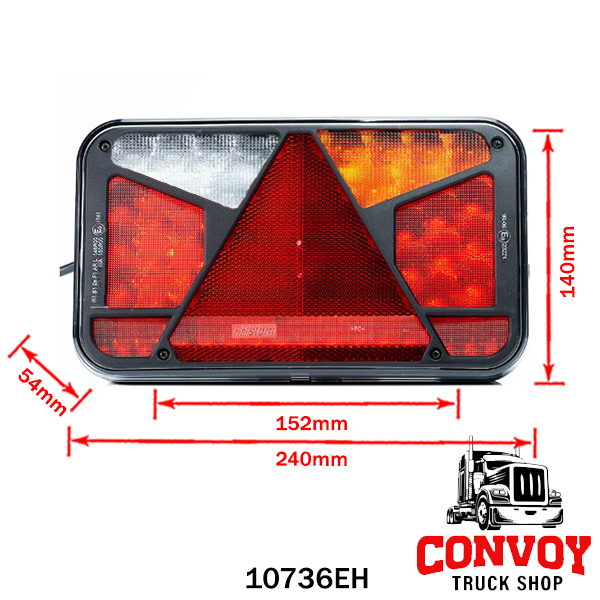 6-Function LED Rear Light with Triangle Reflector and Canbus 12V Connector