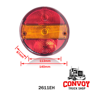 Round Tail Light with Number Plate Illumination - Left Side