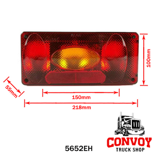 Universal Rear Left 5-Function Oval Tail Light with Fog, Prism & License Plate Illumination