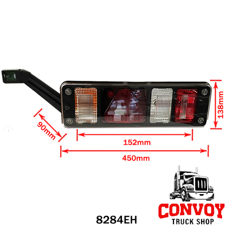 LED 7-Chamber Tail Light with Triangle Reflector and Rubber Marker for Krone Trailers