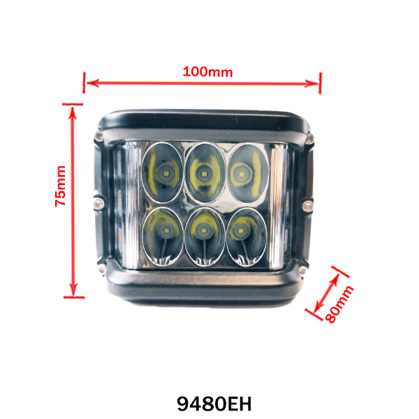 LED Work Light Square Dual Row 24W with Amber Flashing Sides 12/24V