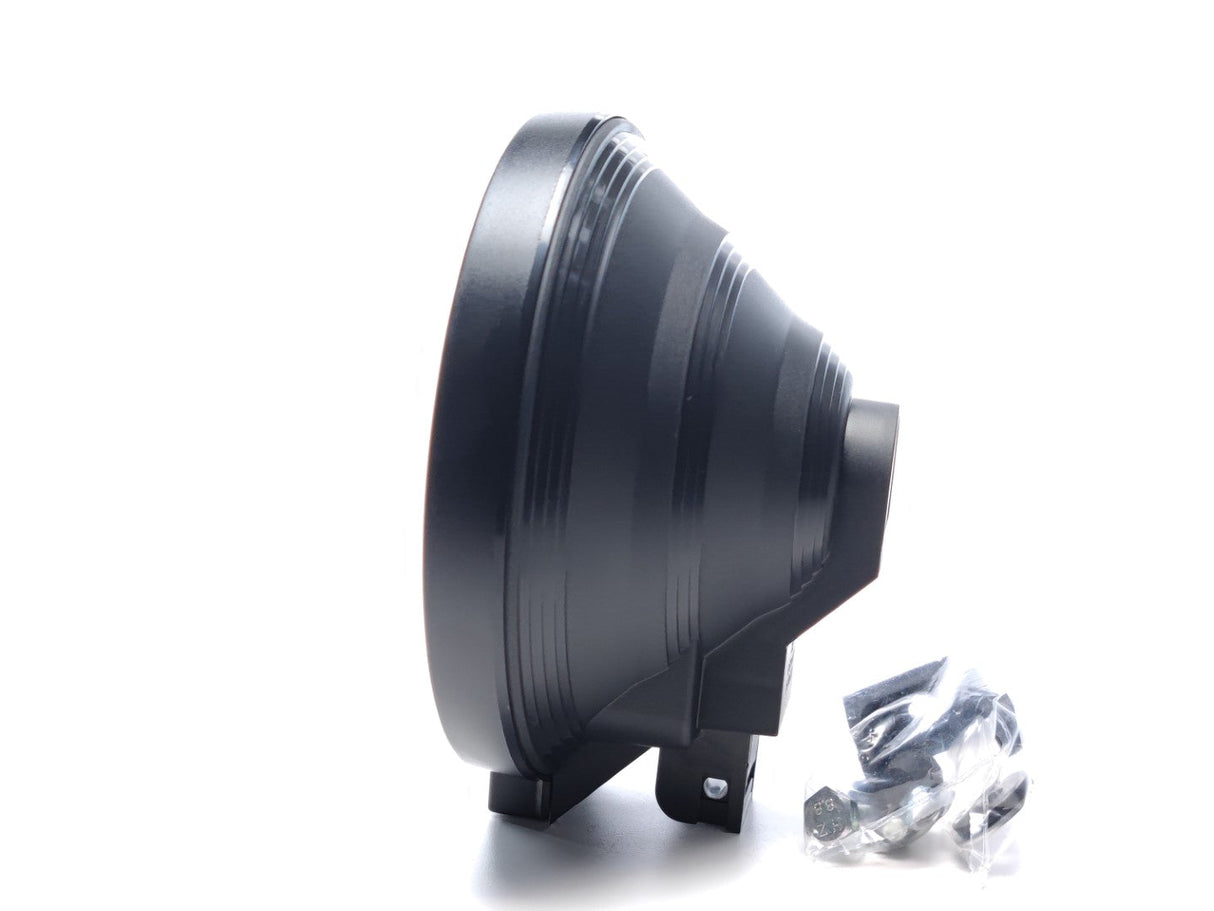 Round High Beam Headlight with White Lens and LED Position Light