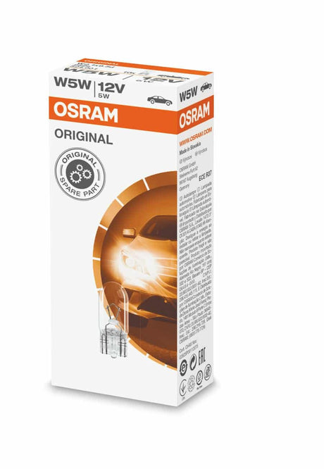 Bombilla T10 de vidrio Osram con casquillo W5W
