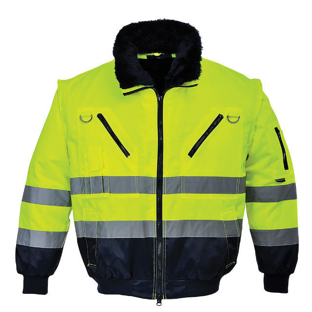 Hi-Vis Pilot Jacket Yellow-Navy 3-in-1