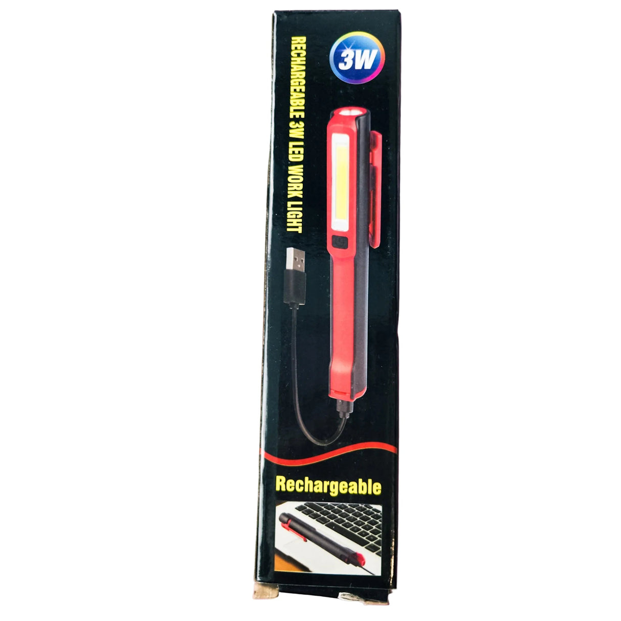 Rechargeable Pen-Shaped LED Flashlight, COB 3W+3W, Magnetic
