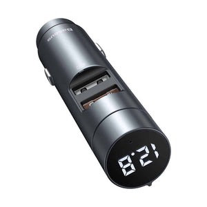Car Charger & Bluetooth FM Transmitter, BT 5.0 + 5V 3.1A Baseus Energy Column - Silver