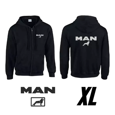 Black MAN Logo Zip-Up Hoodie