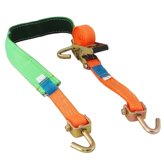 Ribbed Wheel Tie-Down Strap, 3-Point Hook, 2.5m