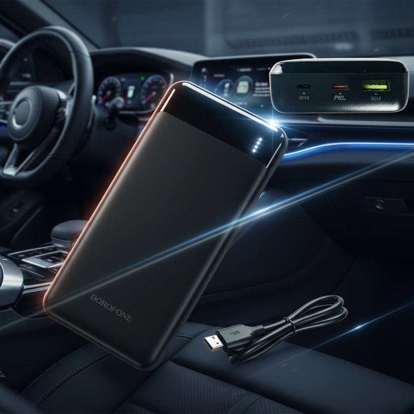 Borofone Power Bank 20 000 mAh, rýchle nabíjanie, čierny