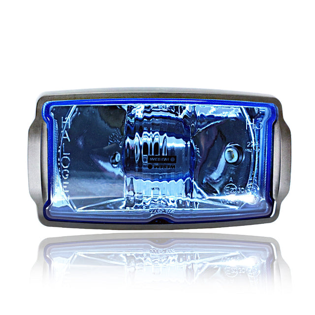 Rectangular High Beam Headlight with Blue Lens and Position Light