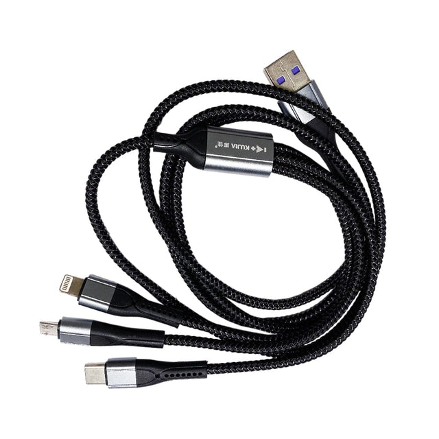 3-in-1 USB Charging Cable – Micro USB, Type-C & Lightning