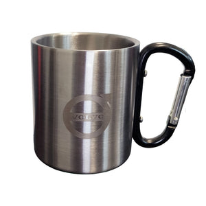 Stainless Steel Mug with Engraved Truck Logo and Carabiner Handle